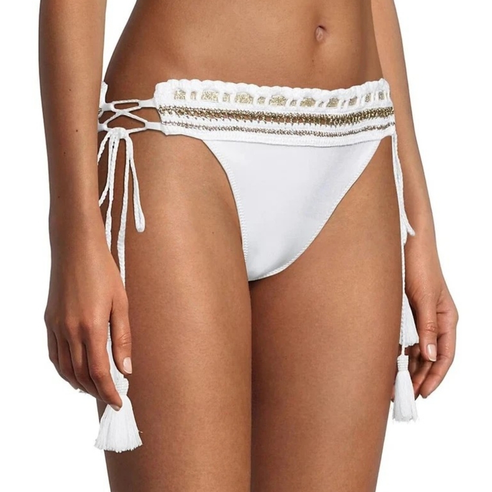Ramy Brook White and Gold Bikini with Crochet Metallic Accents - Picture 5 of 13